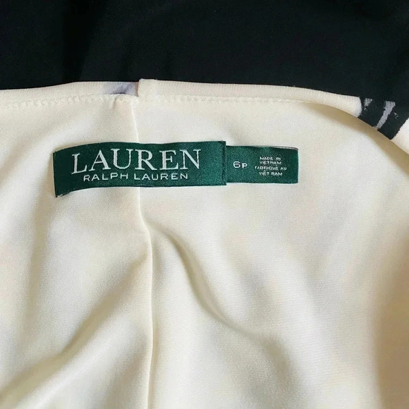 RALPH LAUREN Women’s Black White Floral Top 3/4 Sleeve Office Siren Dress Sz 6P - Picture 8 of 9